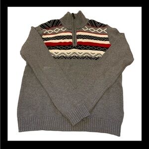 Chaps Boys Sweater Pull Over 1/4 Zip Gray Size L 14/16